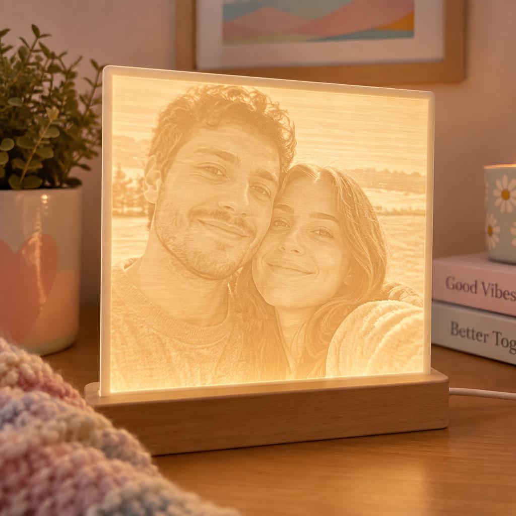 An illuminated lithophane with a relief image